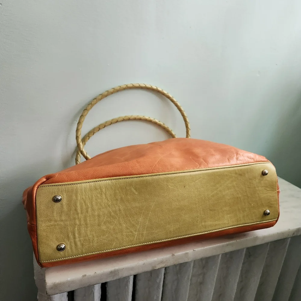 Susan Farber Sicily Metallic Orange Hobo Bag Large‎ Leather Purse Handbag - Picture 4 of 6